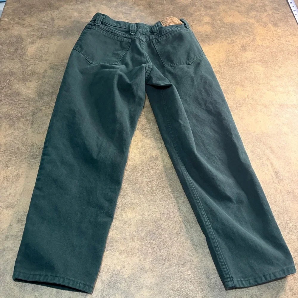 Faded Glory Workwear Pants 30x30 (29x27) Green VTG 90s Made USA Cotton Drop Loop